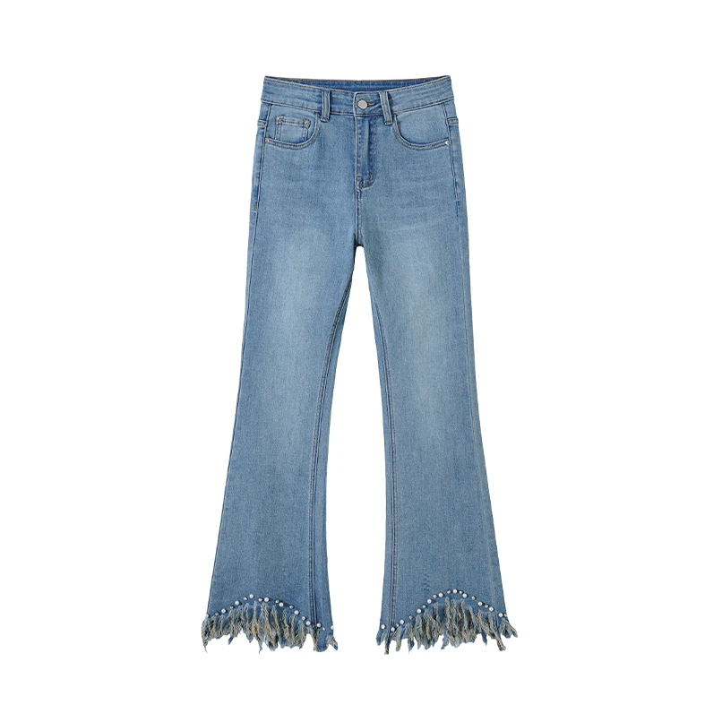 牛仔裤子女士25年早秋季新款喇叭裤钉钻设计师款高腰显瘦休闲0115