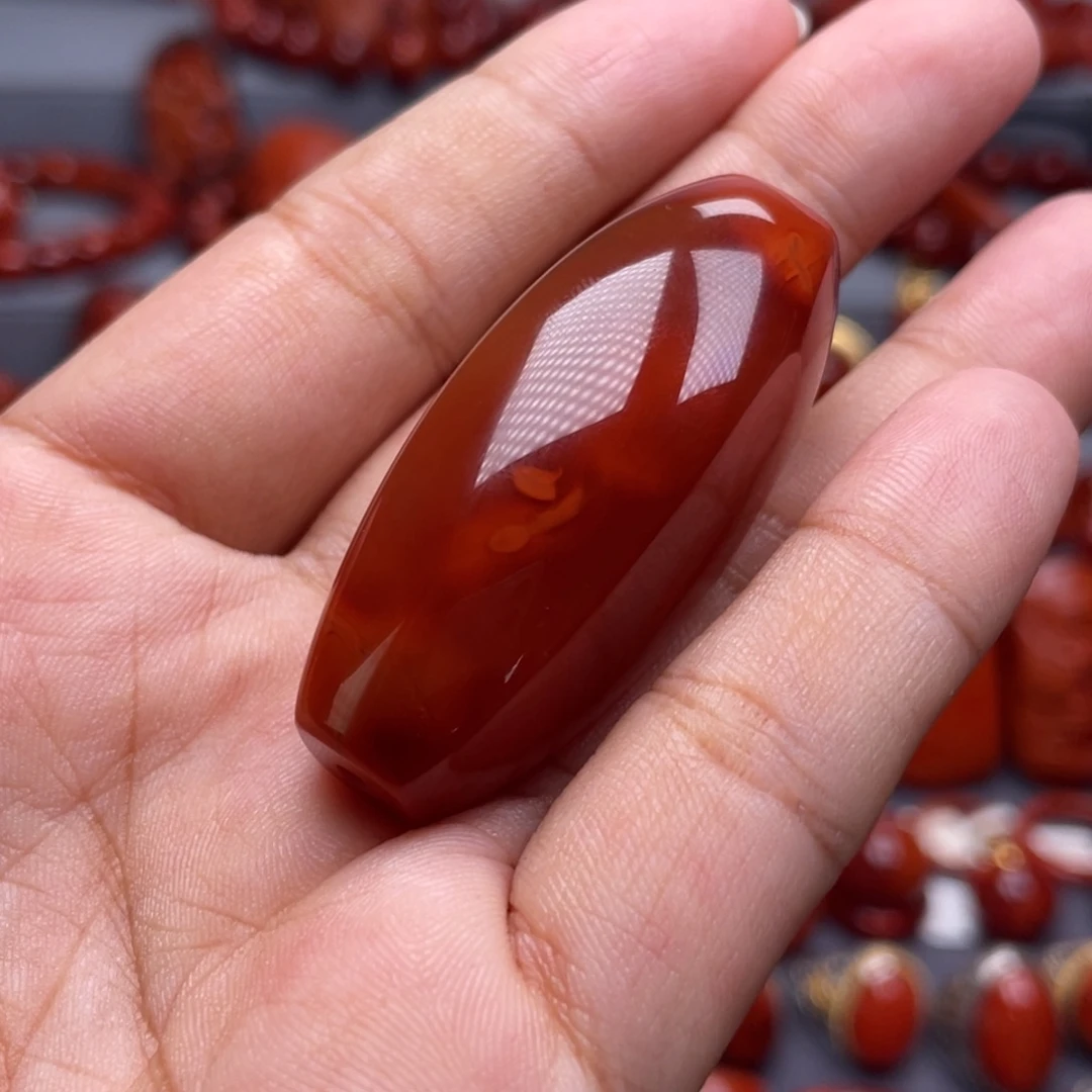 南红玛瑙未镶嵌珠宝奇石桶珠吊坠