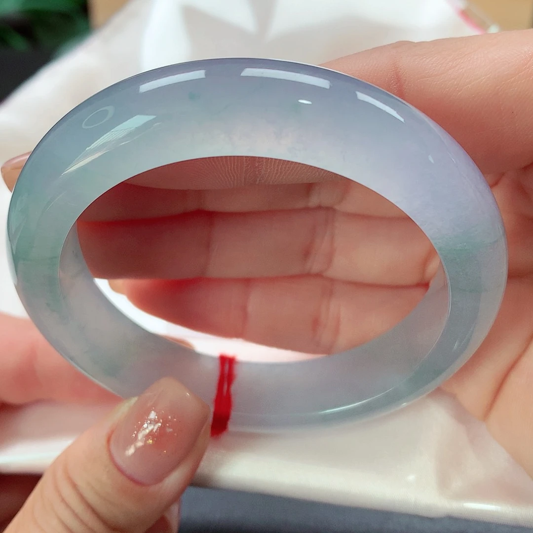 未镶嵌手镯翡翠冰透起光幻彩！冰春彩！86号