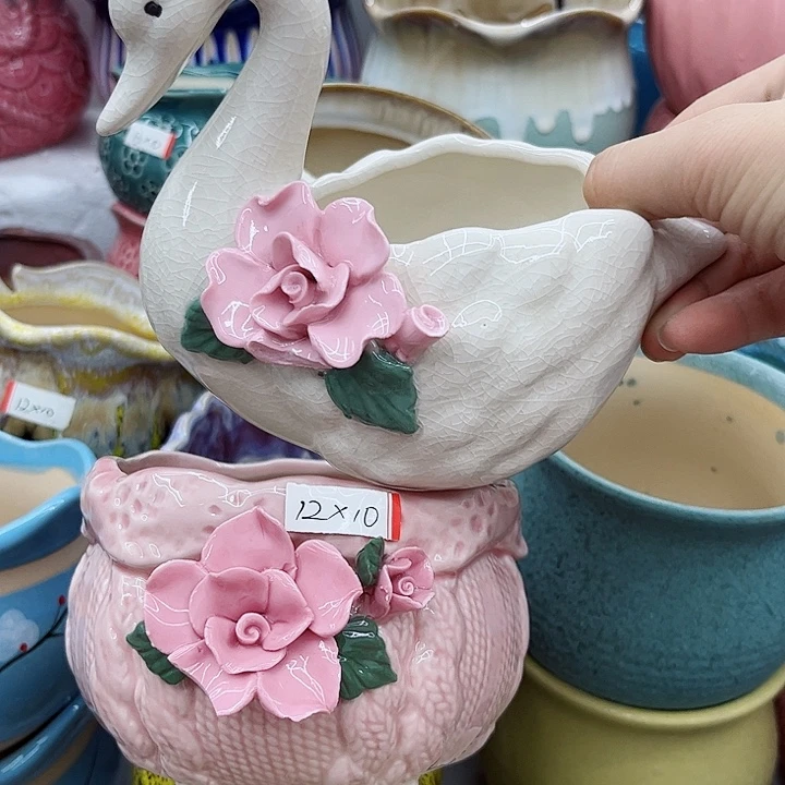 多肉绿植陶瓷花盆9.9包邮，有孔