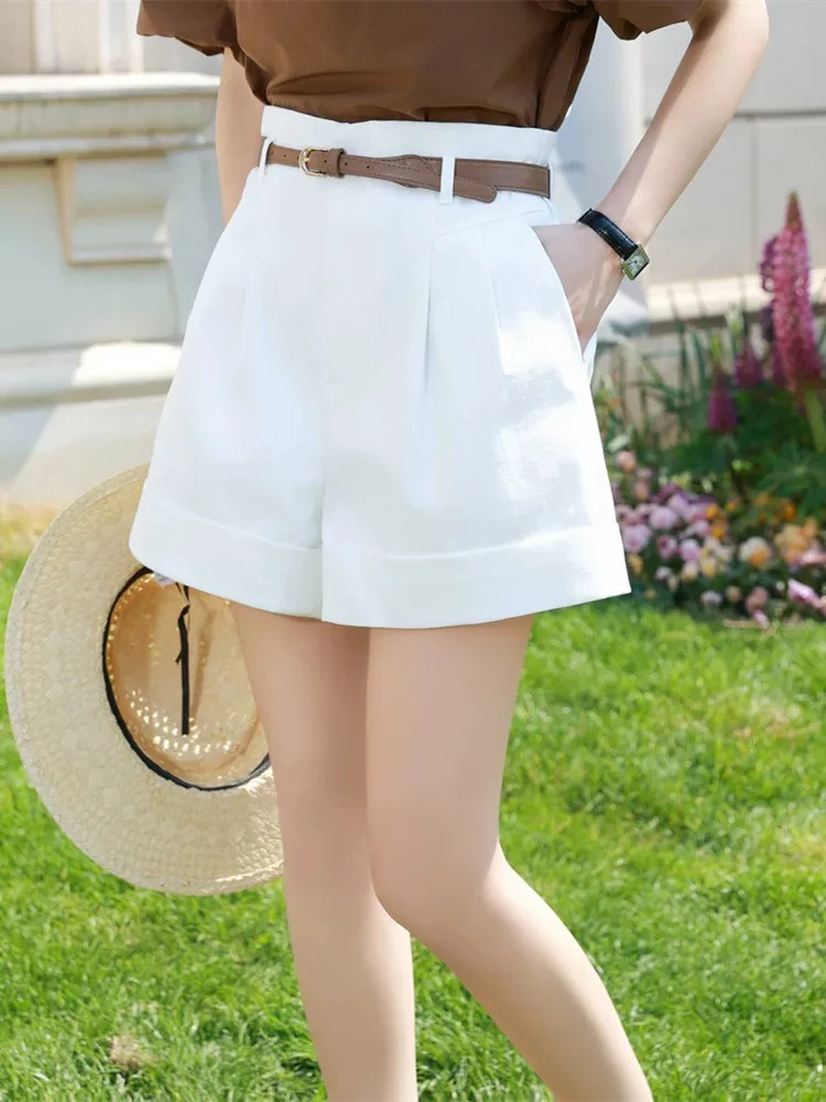 新款翻边百搭休闲短裤96207