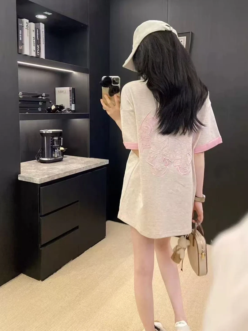 Y贴布刺绣撞色设计重工男女同款潮牌T恤女宽松手工1887