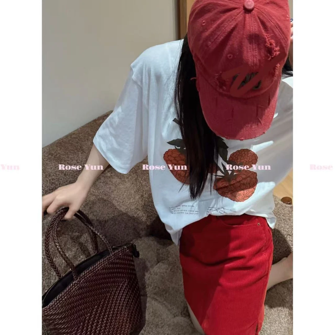 【Rose Yun】荔枝字母印花短袖T恤 JY055040