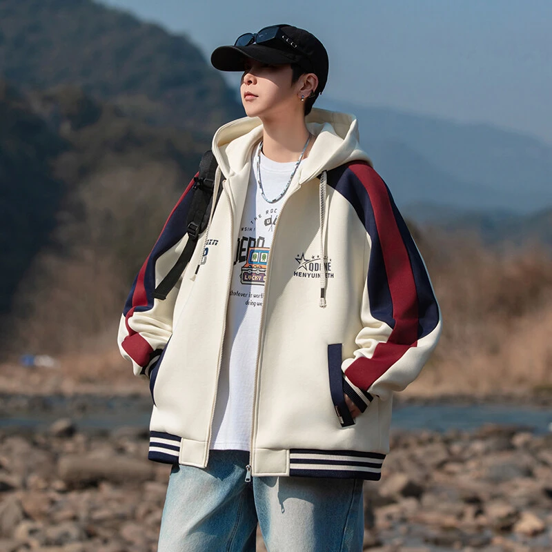 原创设计男棒球服连帽夹克 宽松休闲潮流外套 国潮刺绣街头风