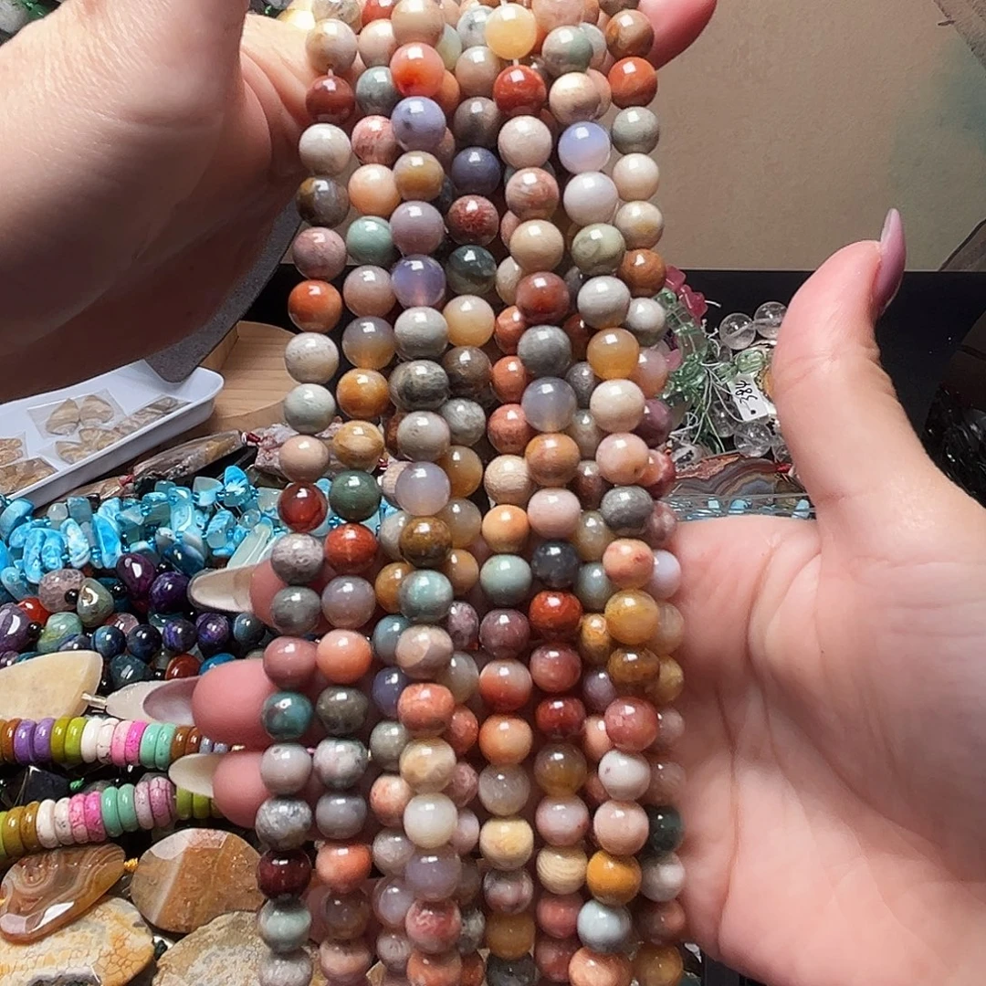 玛瑙/玉髓合金珠宝半成品j581 8.3m 高货菊花石无裂一条