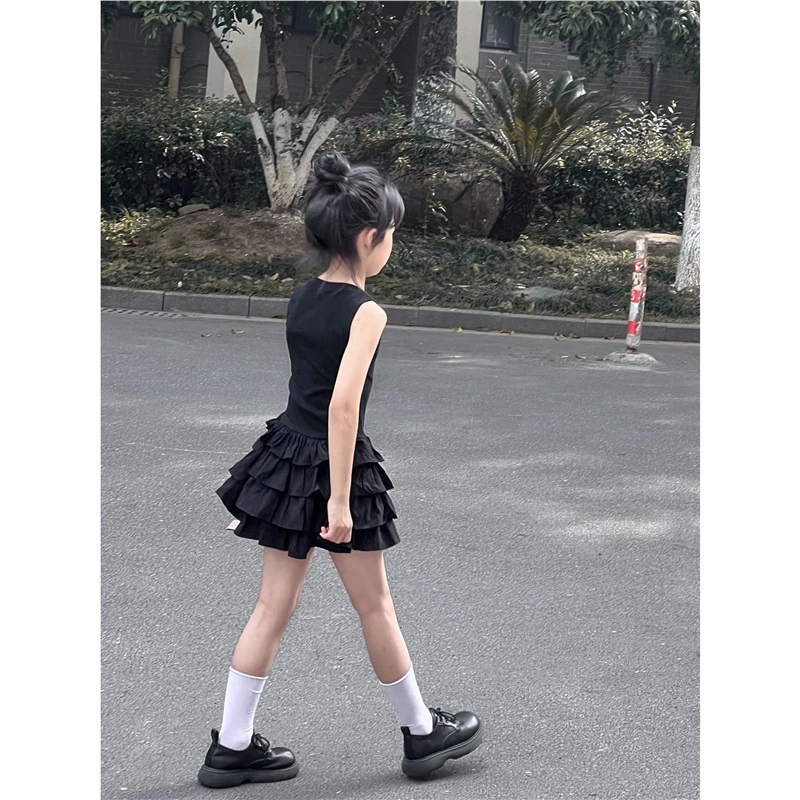 纯色公主风女蛋糕裙显瘦连衣裙赫本风黑色气质短款