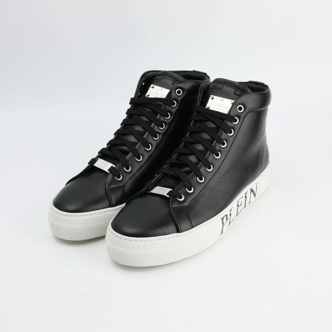 未使用 Philipp Plein 男士复古时尚真皮高帮板鞋 SM16187202