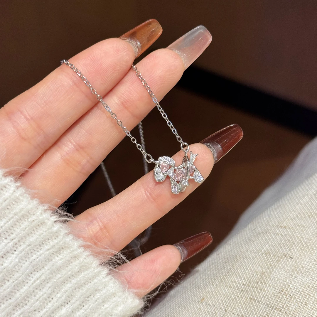 柯柒 钛钢项链 粉色星空小马项链女轻奢时尚小众设计感马年锁骨链