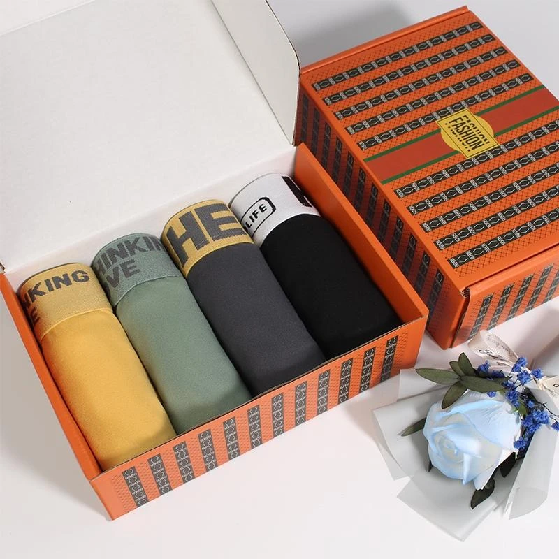 【四条高档盒装】HELLO男士内裤亲肤舒适平角裤透气运动四角短裤男