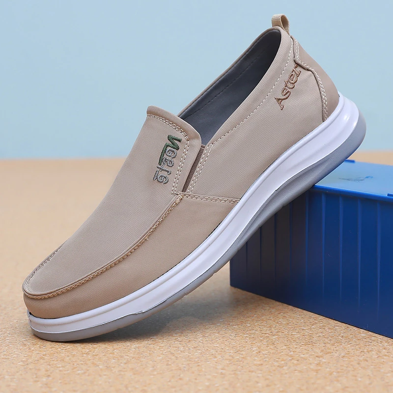 纯色轻职风一脚蹬休闲老北京上班布鞋男鞋软底轻便中老年男士舒适