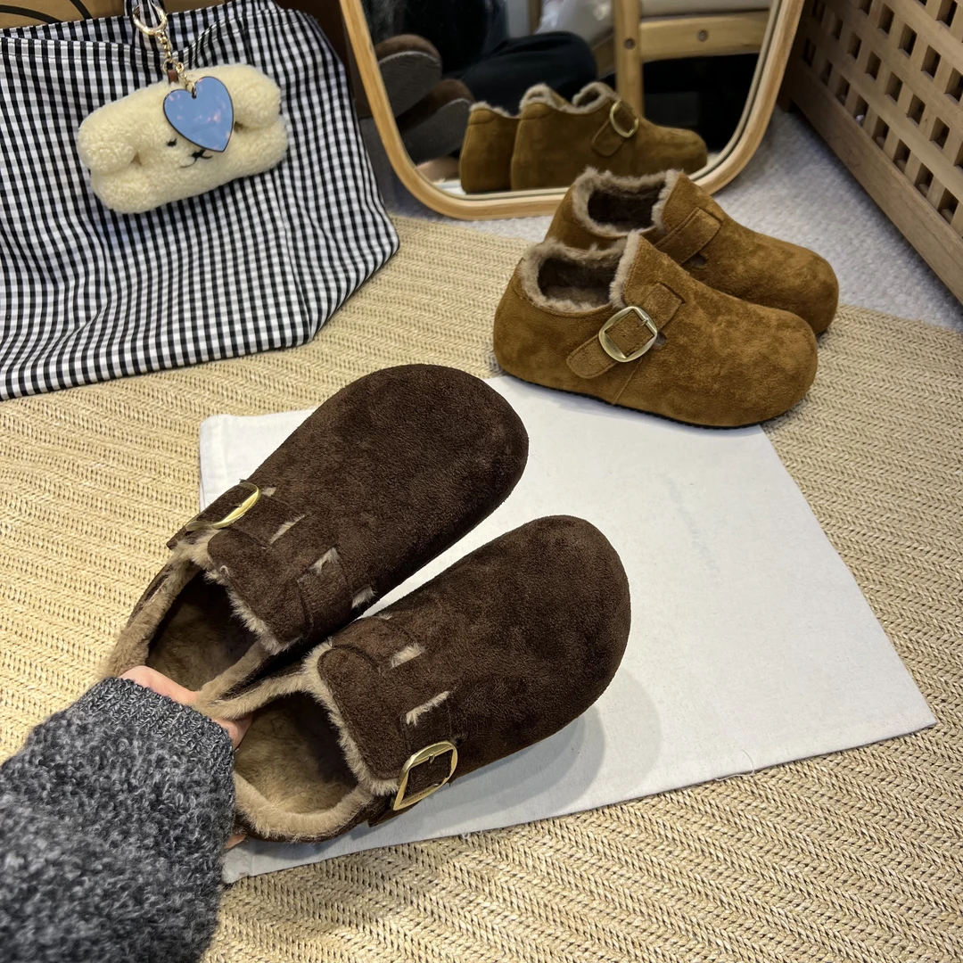 2025冬季复古百搭舒适厚底加绒加厚保暖棉鞋勃肯鞋