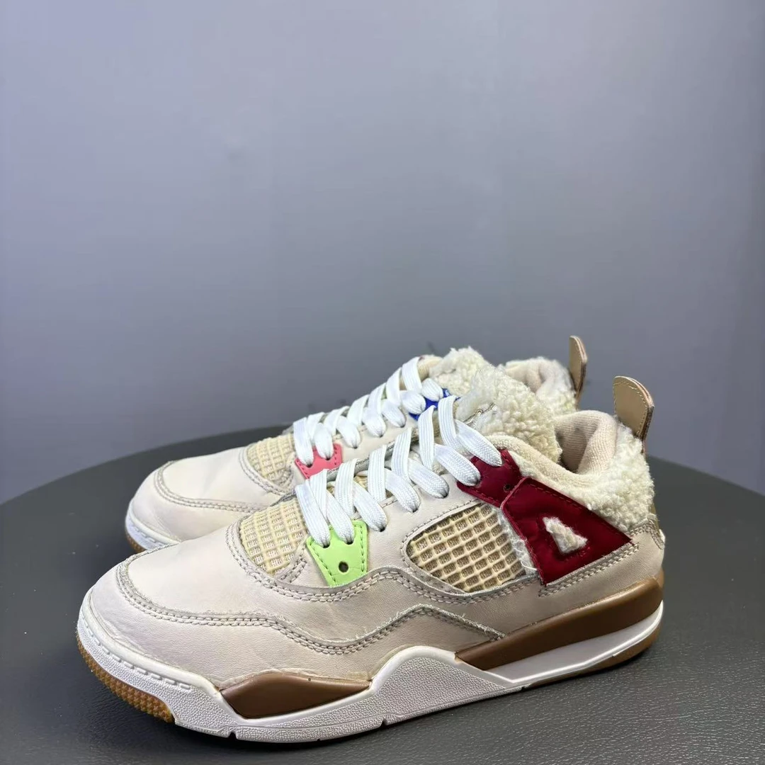 90新 maje 35码 AJ4卡其 羊羔绒球鞋 非原盒