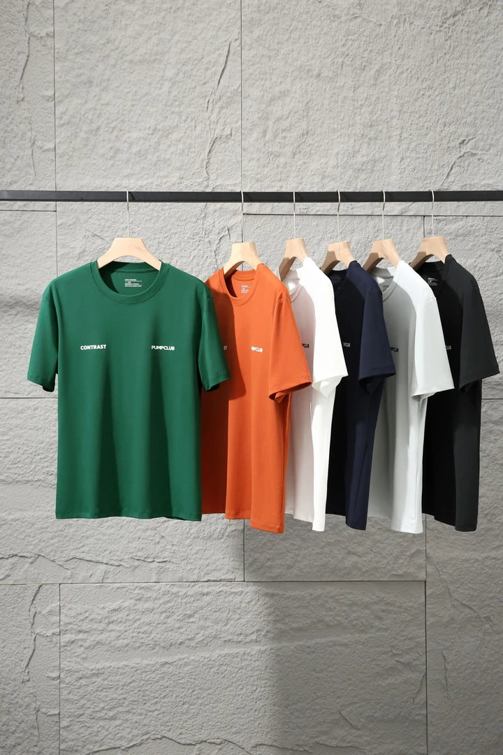 夏季新款男士运动休闲弹力透气短袖凉感舒适印花T恤 6040