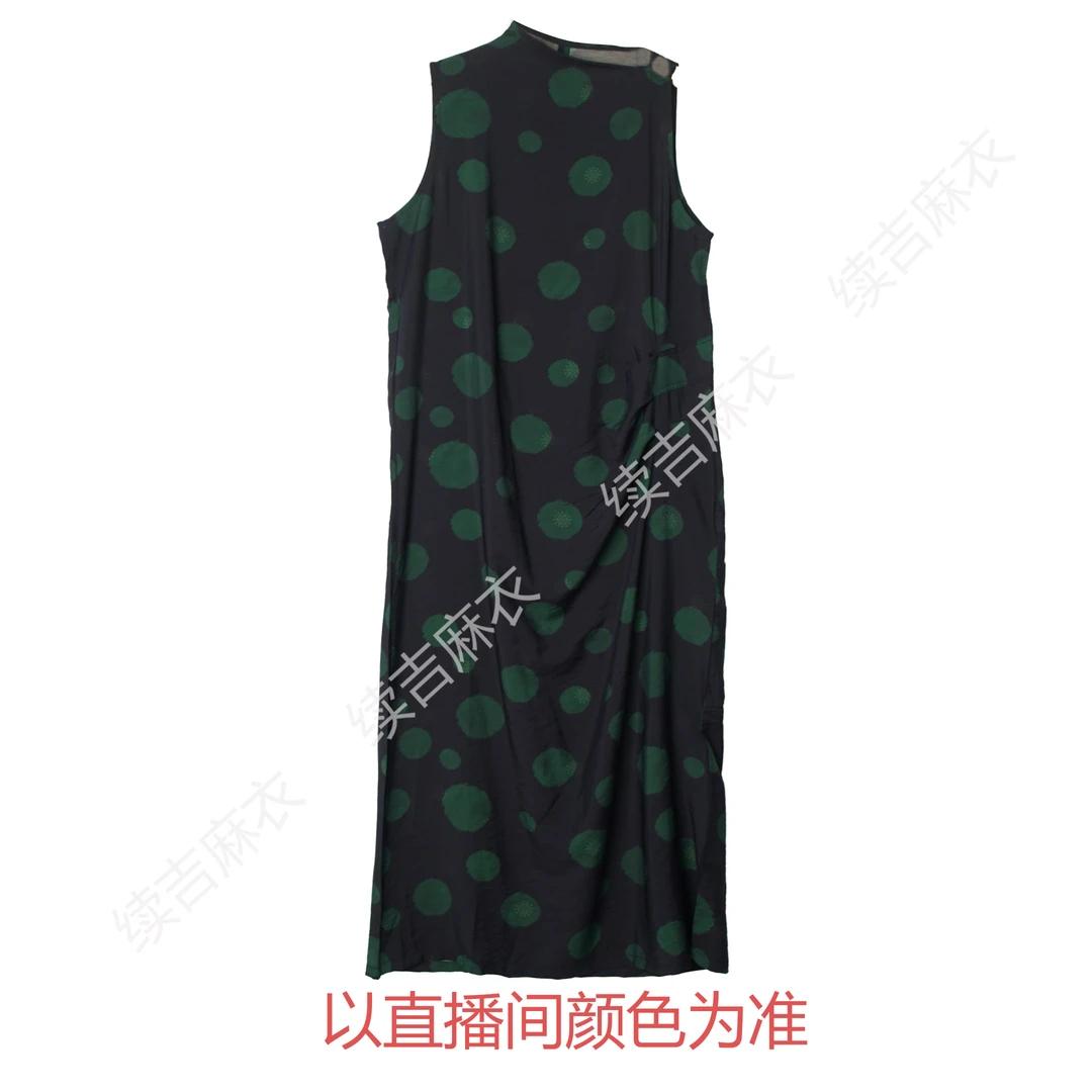 夏-续吉麻衣25-1388【幽园点翠】气质休闲印花设计感无袖连衣裙