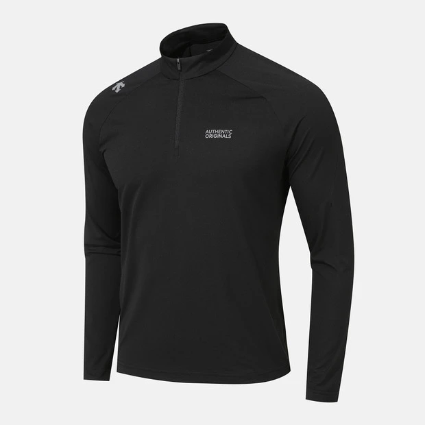 DESCENTE/迪桑特Running破风者系列跑步速干长袖T恤/户外运动/黑