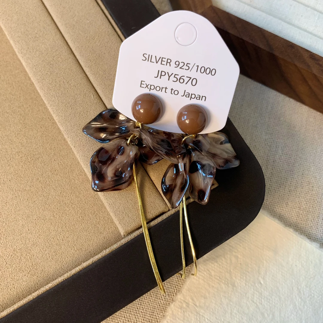 温柔欧尼 复古豹纹花瓣流苏耳环辣妹时髦高级感独特绝美夸张耳饰