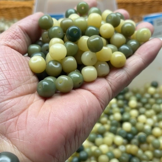 白玉菩提吊坠精品10-9青提桶珠100颗
