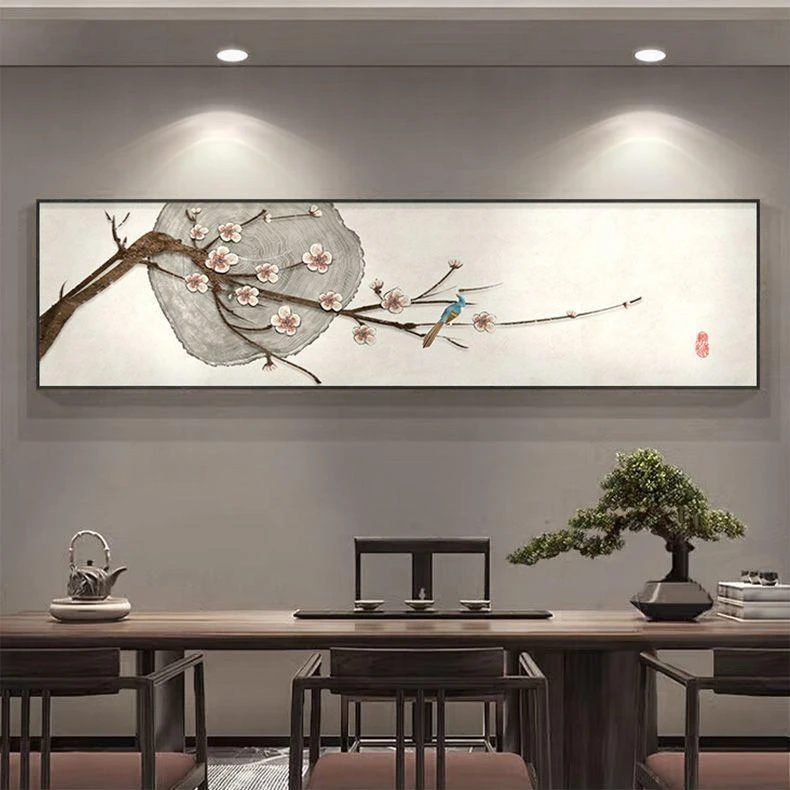 新中式卧室艺术微喷装饰画寓意好茶室背景墙挂画