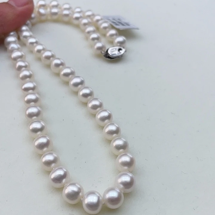 淡水珍珠颈饰银S925镶嵌卡8极光冷白高品