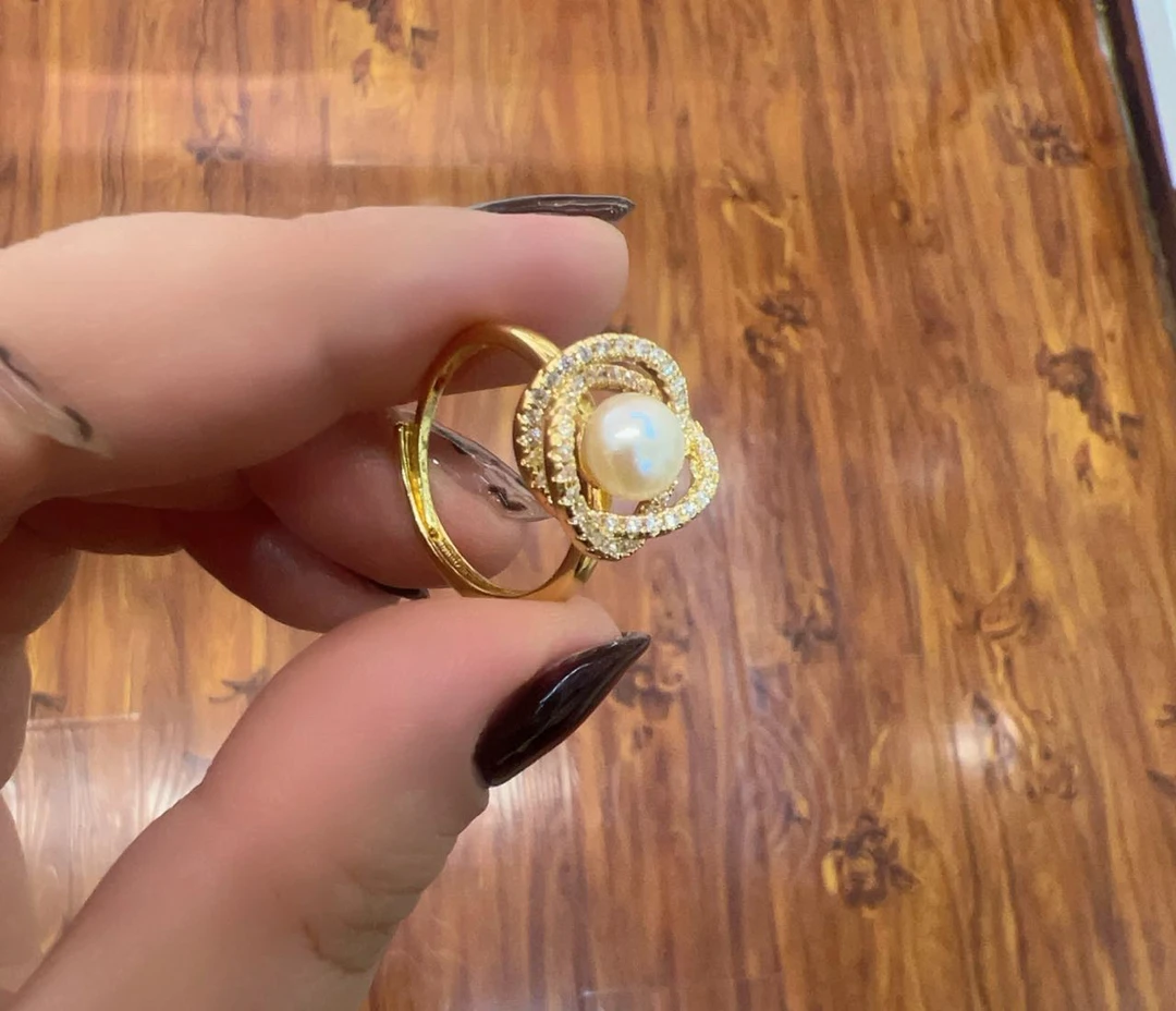 钛钢仿珍珠戒指 新款玫瑰花戒指gul pasun uzuk00026