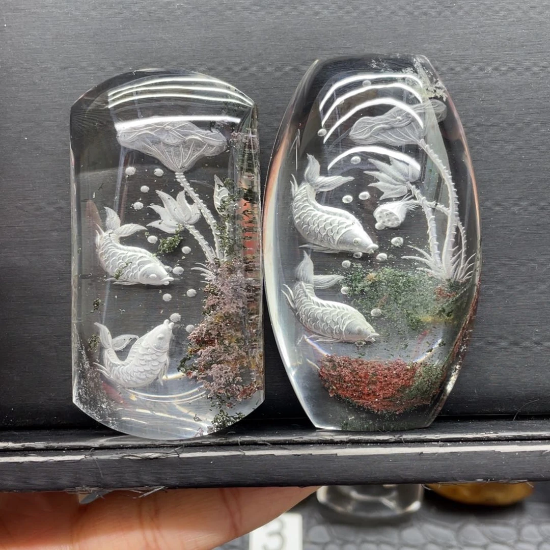 水晶手把件未镶嵌博*园2件