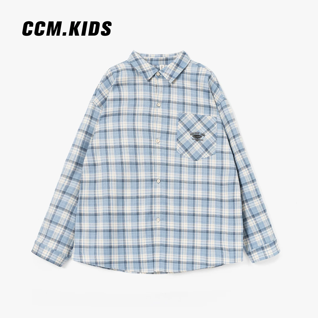 创妈春季新款男童青少年翻领时髦格纹长袖休闲时尚外套Y570206