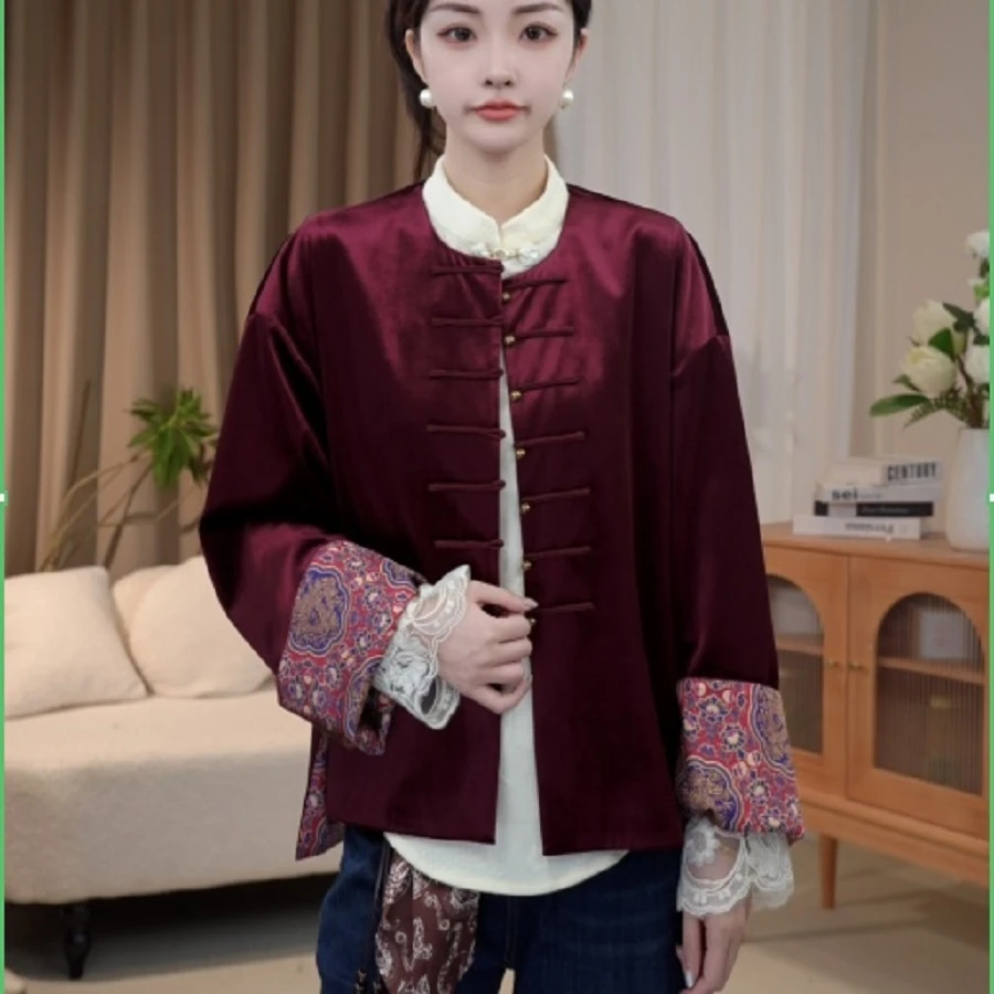 【国色天香】新中式早秋丝绒双面穿外套女2025C6349-倩倩杭锦仓