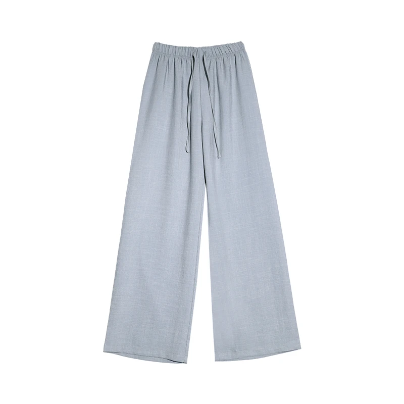 Dave Dean 夏季亚麻透气薄款时尚直筒裤休闲阔腿裤