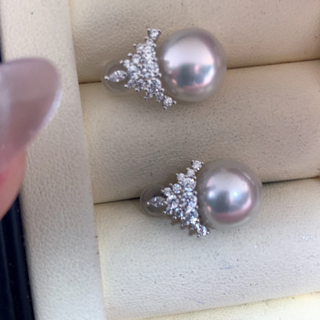 海水珍珠耳饰银S925镶嵌