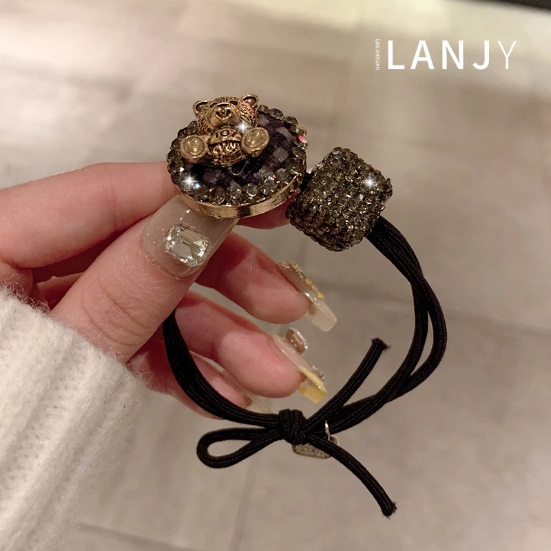 韩式新款发圈女小熊打结搞弹力皮筋马尾发圈高级感丸子头发饰网红