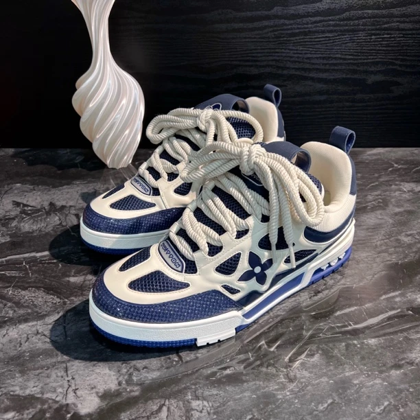 99新 LouisVuitton/路易威登 1288/42码/白蓝Skate面包鞋休闲鞋