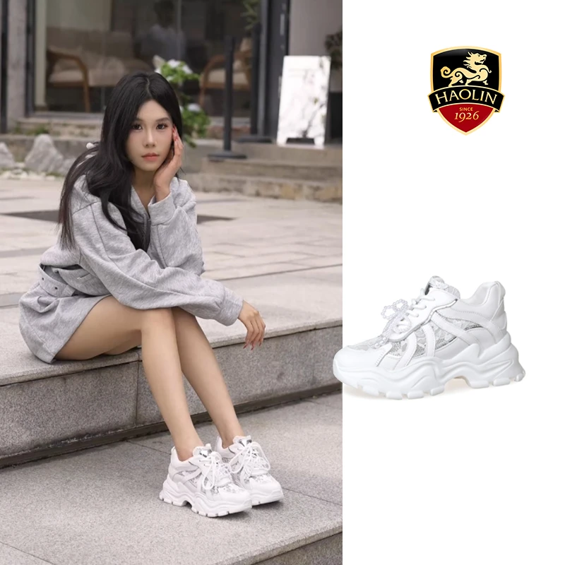 豪麟名鞋迪嘉女装时尚老爹鞋牛皮革老爹鞋女DJJGA51WX023