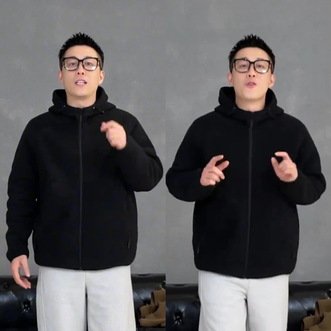 秋季新款双面摇粒绒连帽外套男士简约纯色百搭保暖情侣上衣夹克