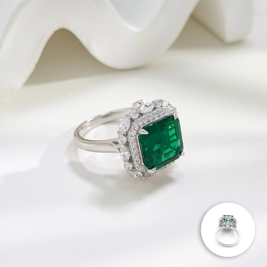 祖母绿 BZHF-007455【竹影缠戒】S925银 贵气精致女款戒指