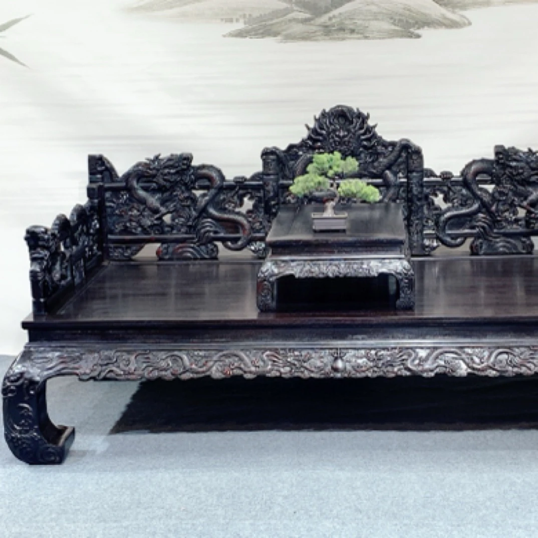 实木家具，满工雕龙罗汉床