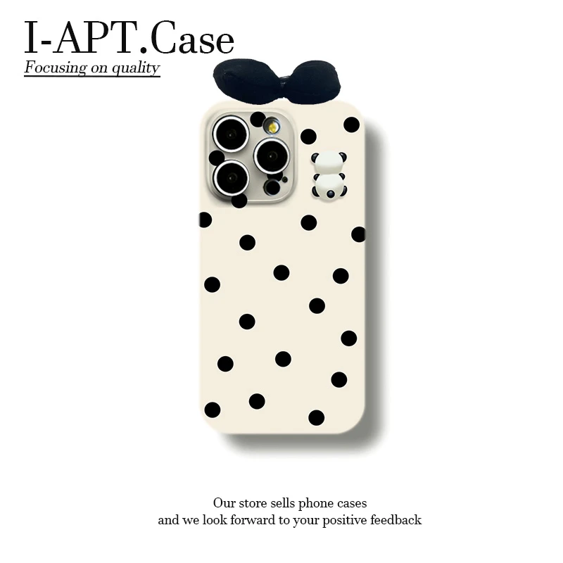 黑波点小熊公仔菲林软壳适用iPhone苹果16手机壳华为oppo小米vivo