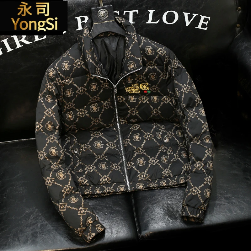 花纹新款高端90白鸭绒羽绒服男士青年加厚设计感冬装新款外套大码