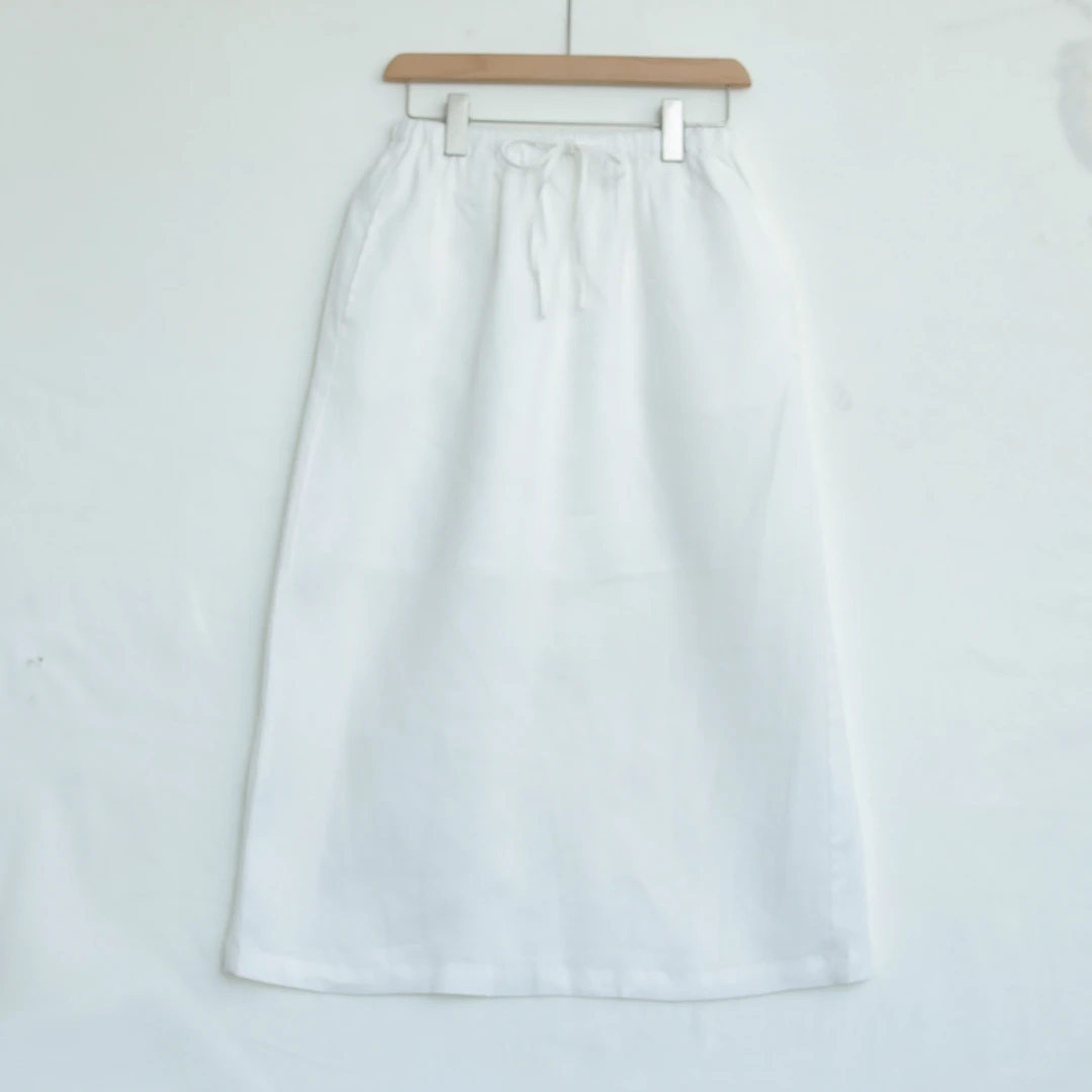 【VOG原创】裙长79 100%亚麻新款纯色宽松清凉半身裙女C061