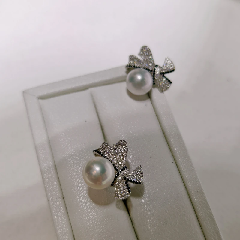 [十上珍珠]s925银淡水赛澳白设计款珍珠戒指10-11mm 约1-15g