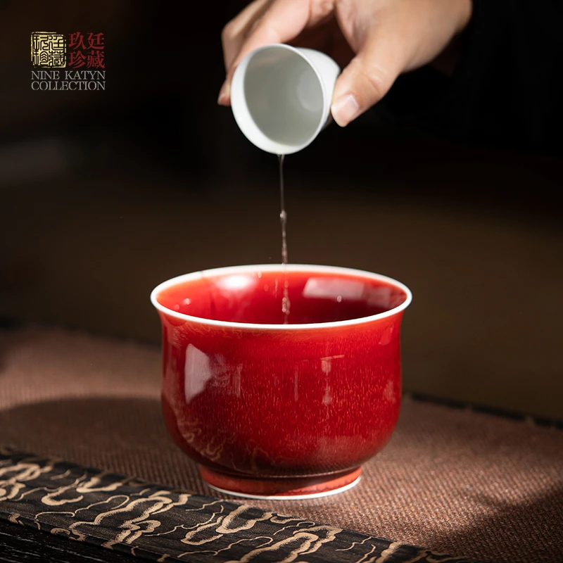景德镇颜色釉手工陶瓷郎红水洗茶桌茶洗功夫茶具配件茶渣缸水盂