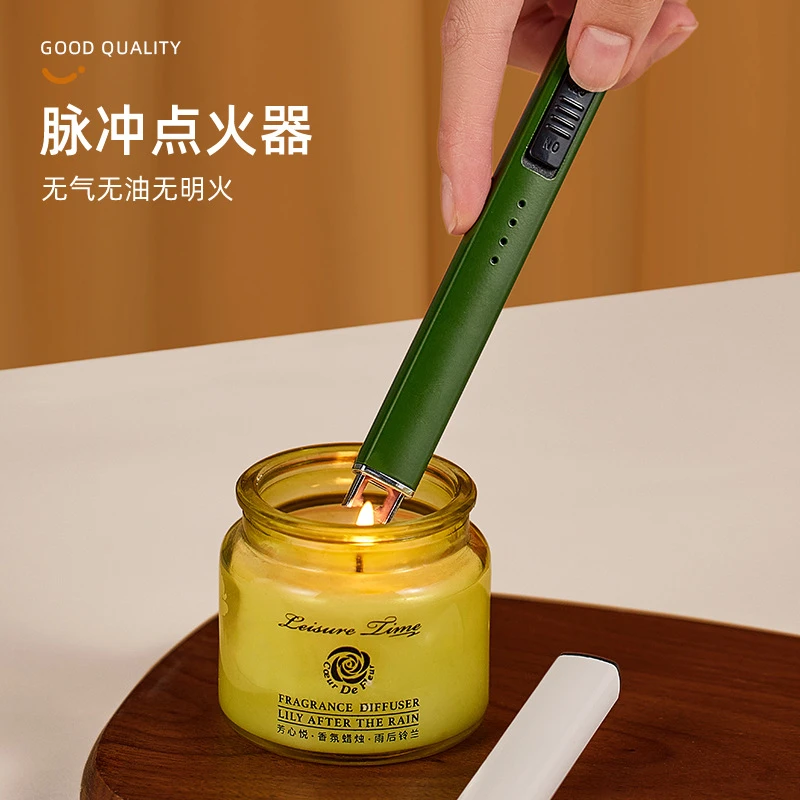 香薰蜡烛点火器电子脉冲充电款煤气燃气灶加长点火棒打火机长手柄
