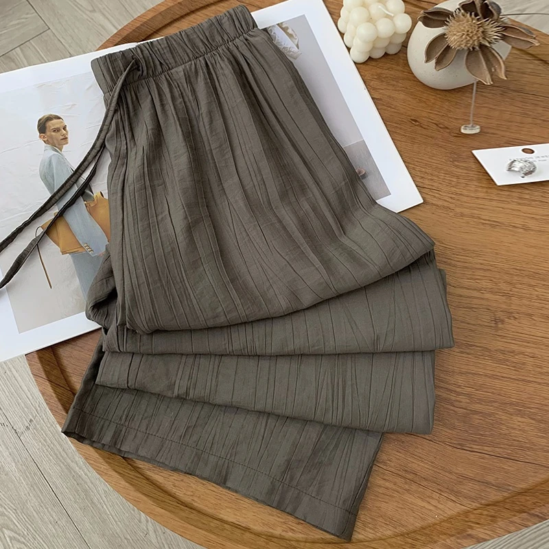 山本裤女夏季2025新款高腰垂坠感防晒阔腿裤超薄冰丝凉凉休闲裤子