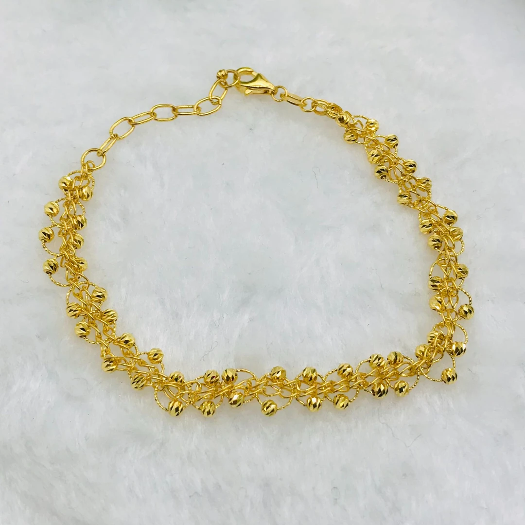 足金999 环环蹦迪珠手链 G