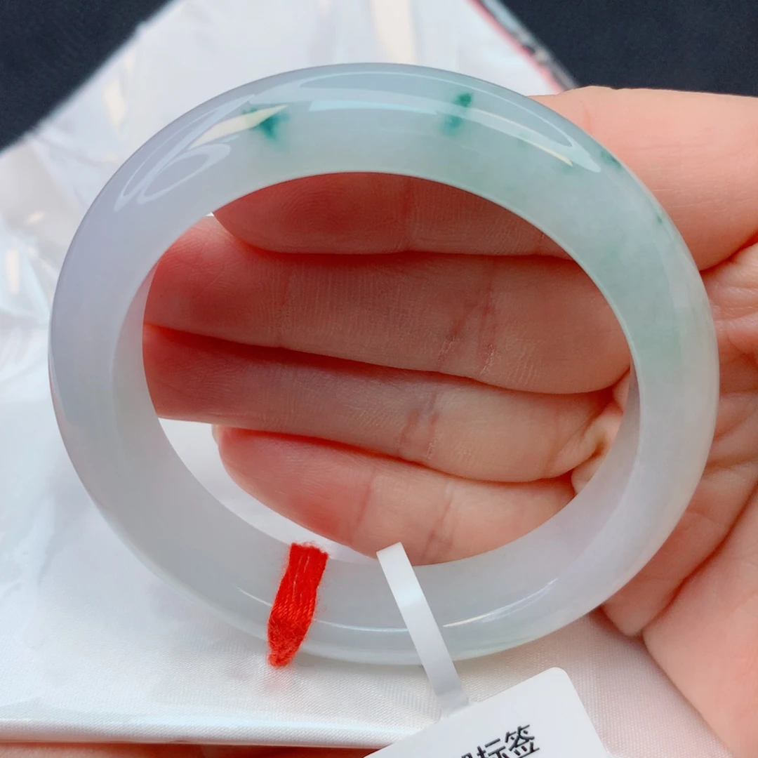 翡翠未镶嵌手镯51-52冰胶飘花