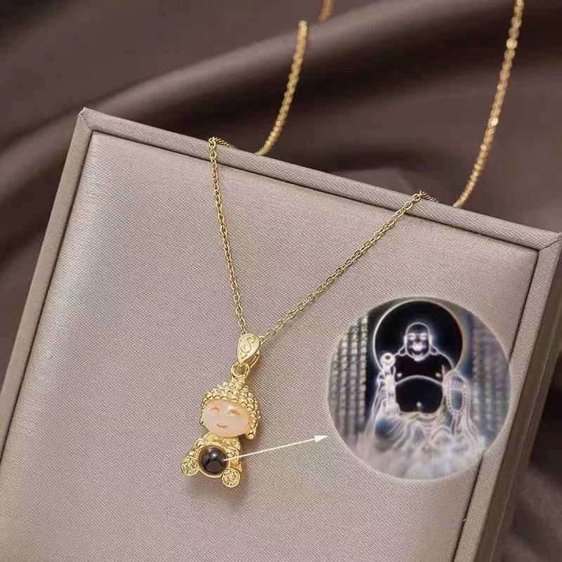 【金杰】宝宝佛中佛笑脸萌佛合金项链