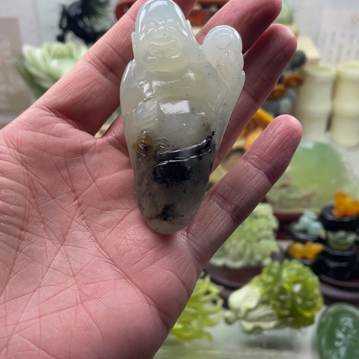 蛇纹石玉未镶嵌四大名玉手把