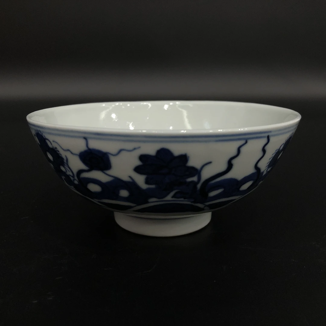 lot:25121179 清道光青花洞石花卉纹碗 口径11.3cm高4.8cm