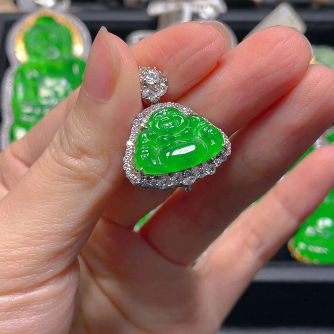 翡翠银S925镶嵌吊坠(不含链)