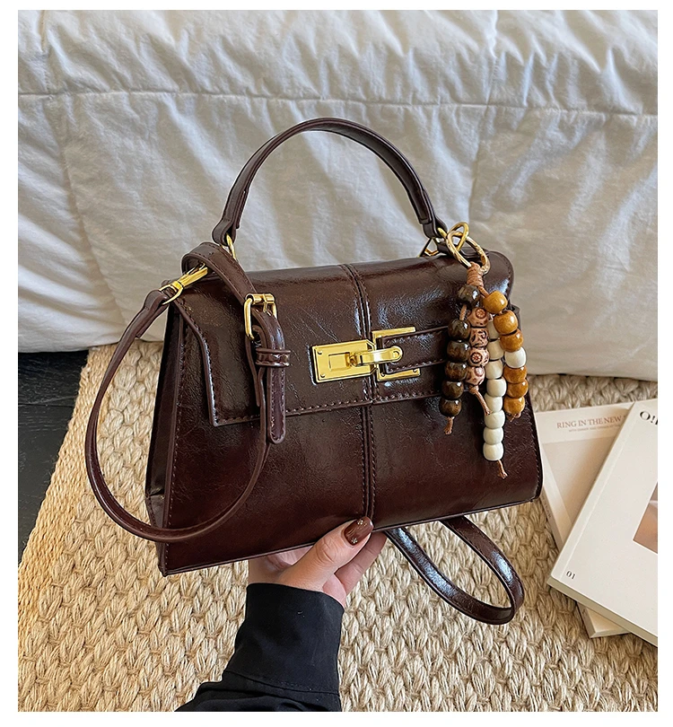 百搭铂金凯莉包2025新款小众洋气女士手提斜挎包时尚简约小包包