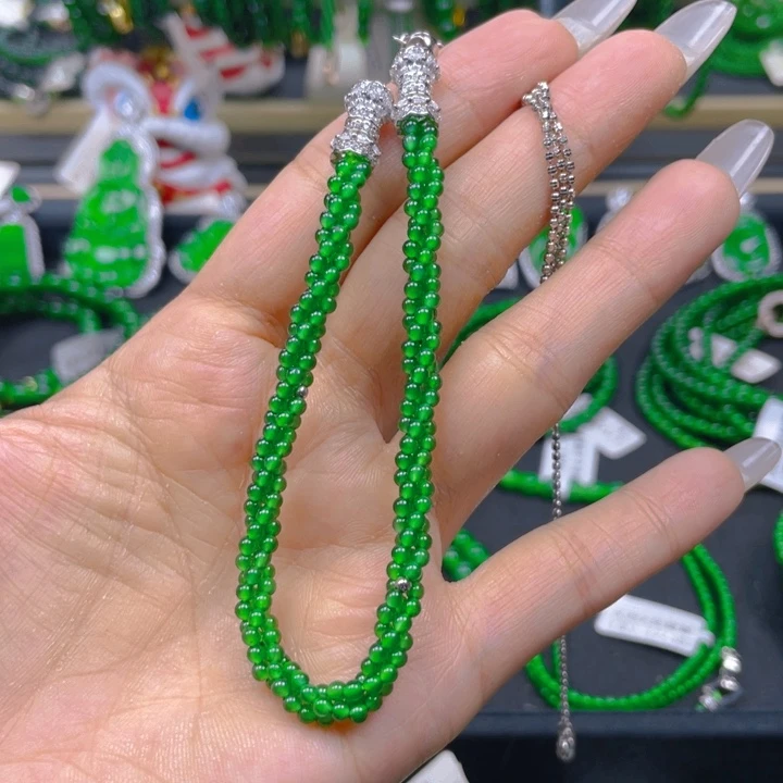 翡翠未镶嵌颈饰麻花链